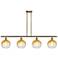 Ballston Brookhaven Globe 48"W 4-Lt Brass Stem Island Light w/ Amber Shade