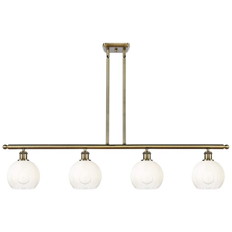 Image 1 Ballston Brookhaven Globe 48"W 4-Lt Brass Stem Island Light w/ Opal Shade