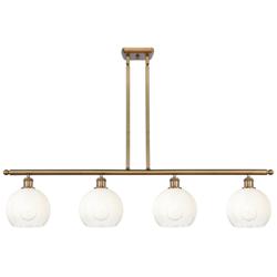 Ballston Brookhaven Globe 48"W 4-Lt Brush Brass Stem Island w/ Opal Shade