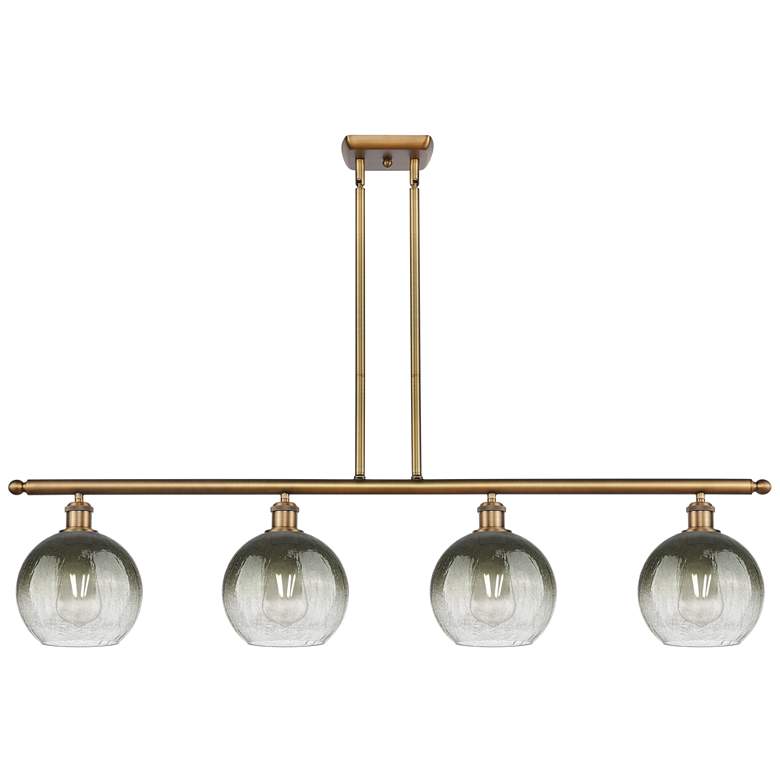 Image 1 Ballston Brookhaven Globe 48"W 4-Lt Brush Brass Stem Island w/ Slate Shade