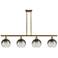 Ballston Brookhaven Globe 48"W 4-Lt Brush Brass Stem Island w/ Slate Shade