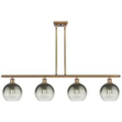 Ballston Brookhaven Globe 48"W 4-Lt Brush Brass Stem Island w/ Slate Shade