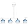 Ballston Brookhaven Globe 48"W 4-Lt Chrome Stem Island Light w/ Blue Shade
