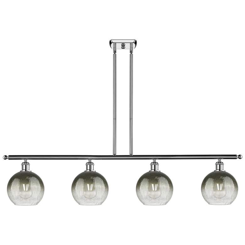 Image 1 Ballston Brookhaven Globe 48"W 4-Lt Chrome Stem Island Light w/ Slate Shade