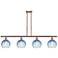 Ballston Brookhaven Globe 48"W 4-Lt Copper Stem Island Light w/ Blue Shade