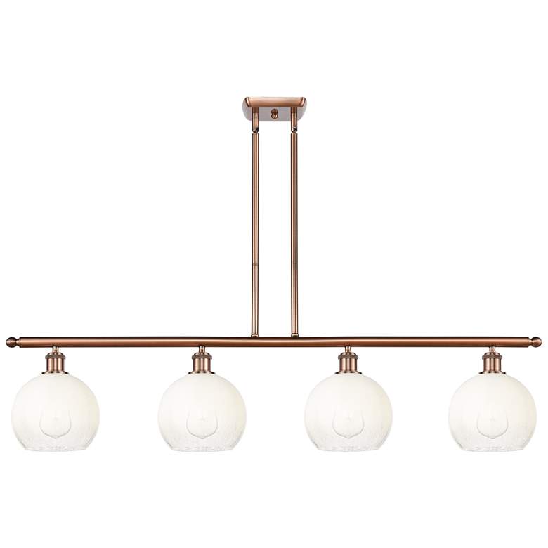 Image 1 Ballston Brookhaven Globe 48"W 4-Lt Copper Stem Island Light w/ Opal Shade