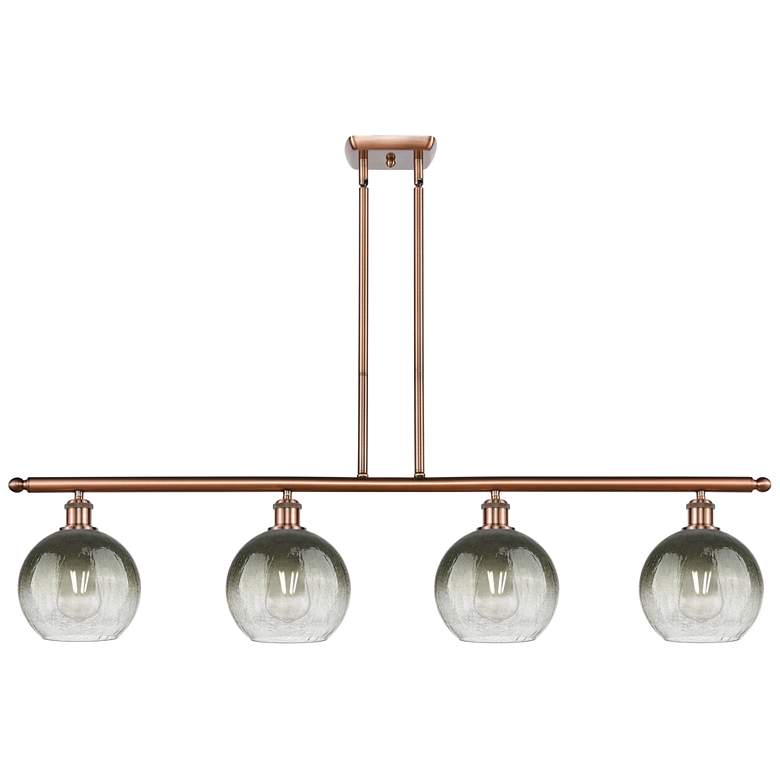 Image 1 Ballston Brookhaven Globe 48"W 4-Lt Copper Stem Island Light w/ Slate Shade