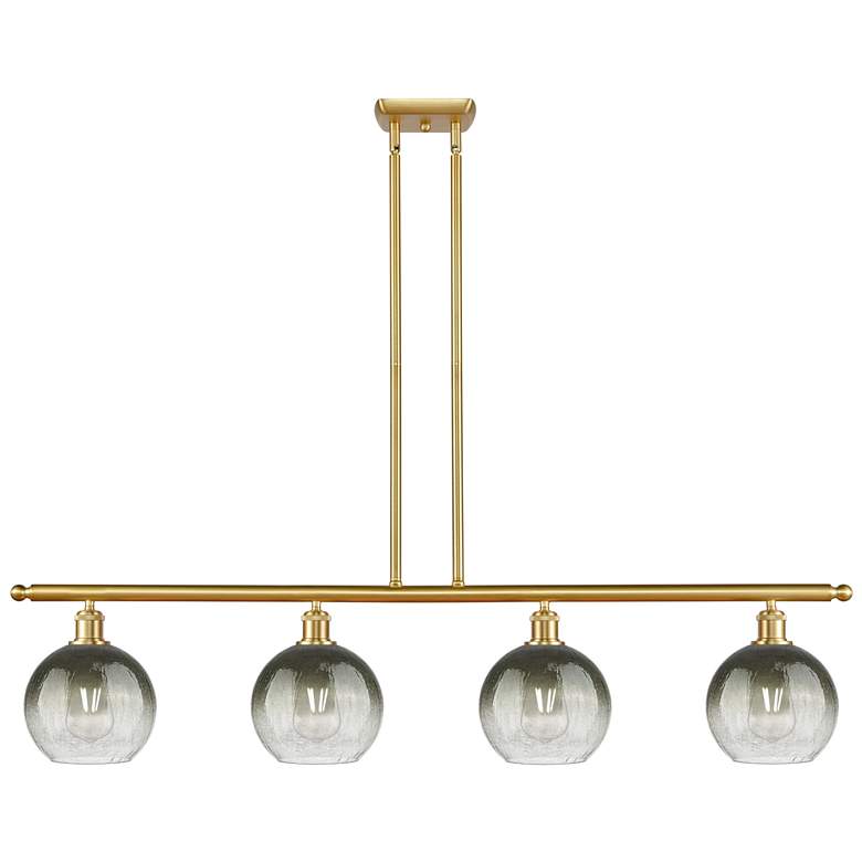 Image 1 Ballston Brookhaven Globe 48"W 4-Lt Gold Stem Island Light w/ Slate Shade
