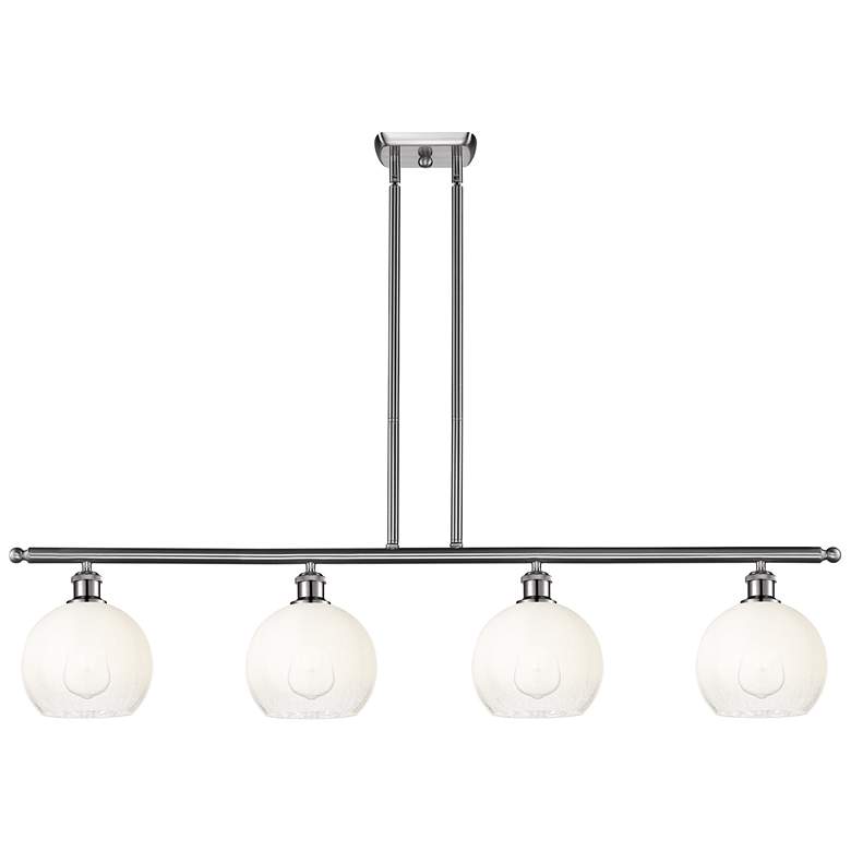 Image 1 Ballston Brookhaven Globe 48"W 4-Lt Nickel Stem Island Light w/ Opal Shade