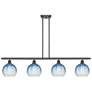 Ballston Brookhaven Globe 48"W 4-Lt Oil Bronze Stem Island w/ Blue Shade