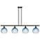 Ballston Brookhaven Globe 48"W 4-Lt Oil Bronze Stem Island w/ Blue Shade