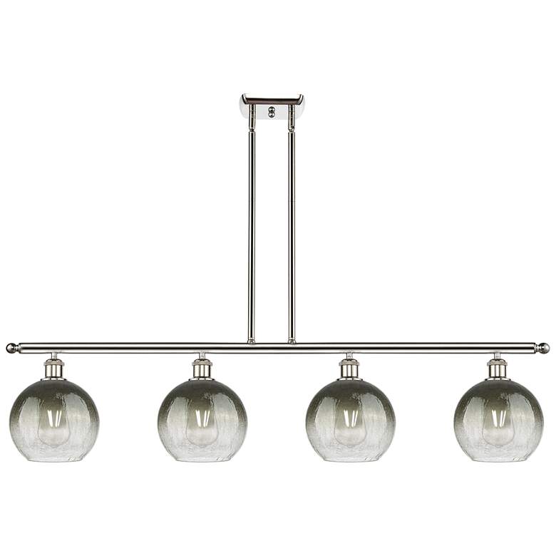 Image 1 Ballston Brookhaven Globe 48"W 4-Lt Polish Nickel Island w/ Slate Shade