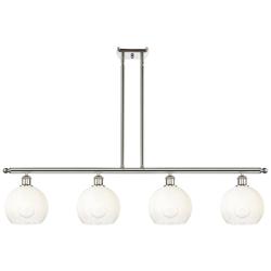Ballston Brookhaven Globe 48"W 4-Lt Polish Nickel Stem Island w/ Opal Shade