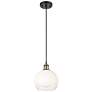 Ballston Brookhaven Globe 8"W Black Brass Cord Pendant w/ Opal Shade