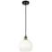 Ballston Brookhaven Globe 8"W Black Brass Cord Pendant w/ Opal Shade
