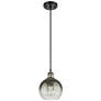 Ballston Brookhaven Globe 8"W Black Brass Cord Pendant w/ Slate Shade