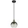 Ballston Brookhaven Globe 8"W Black Brass Cord Pendant w/ Slate Shade