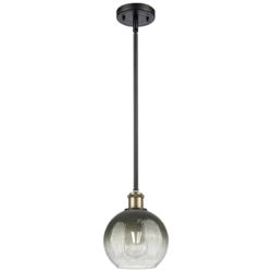 Ballston Brookhaven Globe 8"W Black Brass Stem Pendant w/ Slate Shade