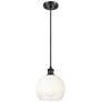 1_Ballston Brookhaven Globe 8"W Black Cord Mini Pendant w/ Opal Shade