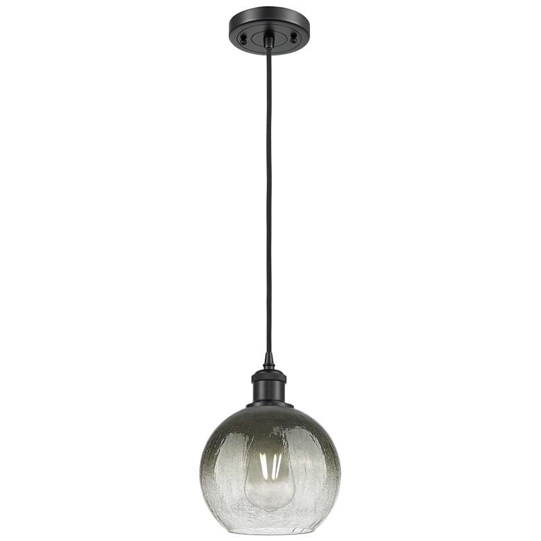Image 1 Ballston Brookhaven Globe 8"W Black Cord Mini Pendant w/ Slate Shade