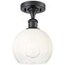 Ballston Brookhaven Globe 8"W Black Semi.Flush Mount w/ Opal Shade