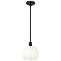 Ballston Brookhaven Globe 8"W Black Stem Mini Pendant w/ Opal Shade