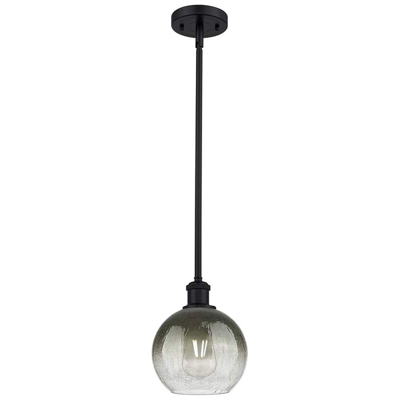 Image 1 Ballston Brookhaven Globe 8"W Black Stem Mini Pendant w/ Slate Shade