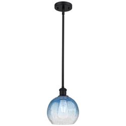 Ballston Brookhaven Globe 8"W Black Stem Pendant w/ Sapphire Shade