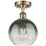 Ballston Brookhaven Globe 8"W Brass Semi.Flush Mount With Slate Shade