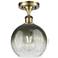 Ballston Brookhaven Globe 8"W Brass Semi.Flush Mount With Slate Shade