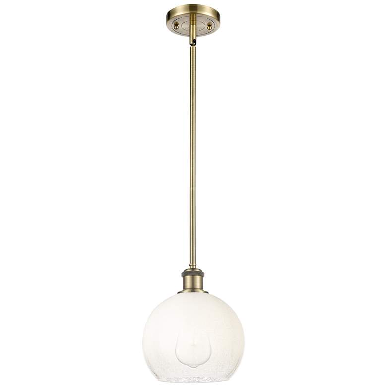 Image 1 Ballston Brookhaven Globe 8"W Brass Stem Mini Pendant w/ Opal Shade