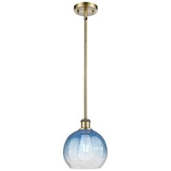 Ballston Brookhaven Globe 8"W Brass Stem Pendant w/ Sapphire Shade