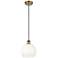 Ballston Brookhaven Globe 8"W Brushed Brass Cord Pendant w/ Opal Shade