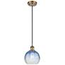 1_Ballston Brookhaven Globe 8"W Brushed Brass Cord Pendant w/ Sapphire Shade