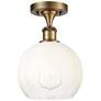Ballston Brookhaven Globe 8"W Brushed Brass Semi-Flush w/ Opal Shade