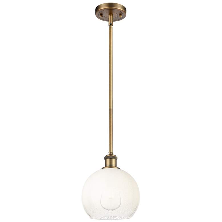 Image 1 Ballston Brookhaven Globe 8"W Brushed Brass Stem Pendant w/ Opal Shade