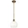 Ballston Brookhaven Globe 8"W Brushed Brass Stem Pendant w/ Opal Shade