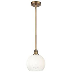 Ballston Brookhaven Globe 8"W Brushed Brass Stem Pendant w/ Opal Shade