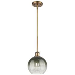 Ballston Brookhaven Globe 8"W Brushed Brass Stem Pendant w/ Slate Shade