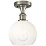 Ballston Brookhaven Globe 8"W Brushed Nickel Semi-Flush w/ Opal Shade