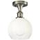 Ballston Brookhaven Globe 8"W Brushed Nickel Semi-Flush w/ Opal Shade