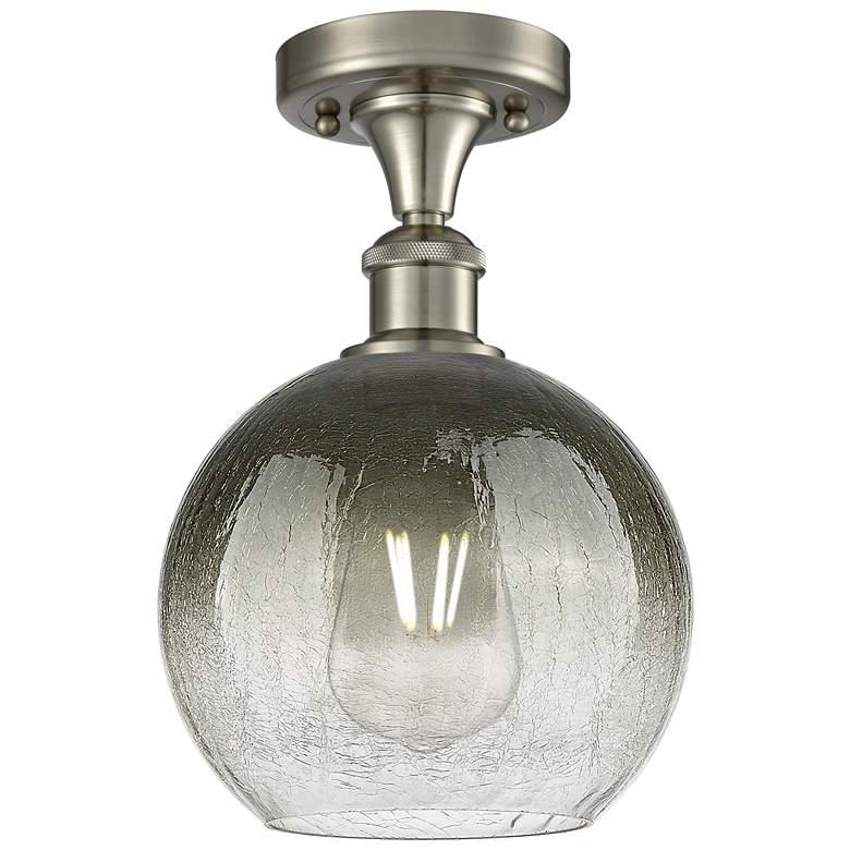 Image 1 Ballston Brookhaven Globe 8"W Brushed Nickel Semi-Flush w/ Slate Shade
