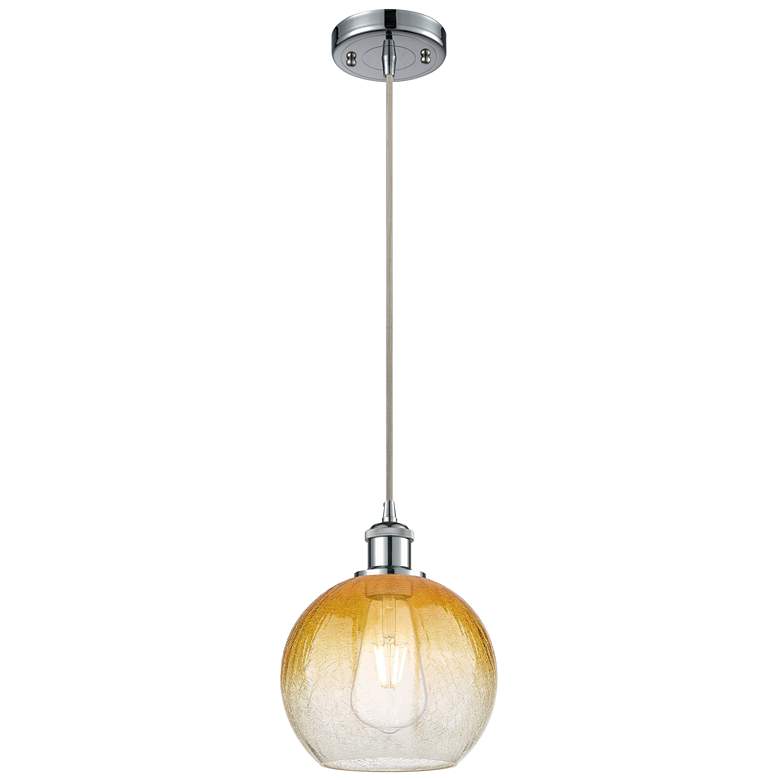Image 1 Ballston Brookhaven Globe 8"W Chrome Cord Mini Pendant w/ Amber Shade