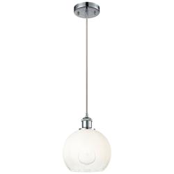 Ballston Brookhaven Globe 8"W Chrome Cord Mini Pendant w/ Opal Shade