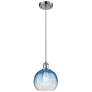 1_Ballston Brookhaven Globe 8"W Chrome Cord Pendant w/ Sapphire Shade
