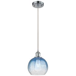 Ballston Brookhaven Globe 8"W Chrome Cord Pendant w/ Sapphire Shade