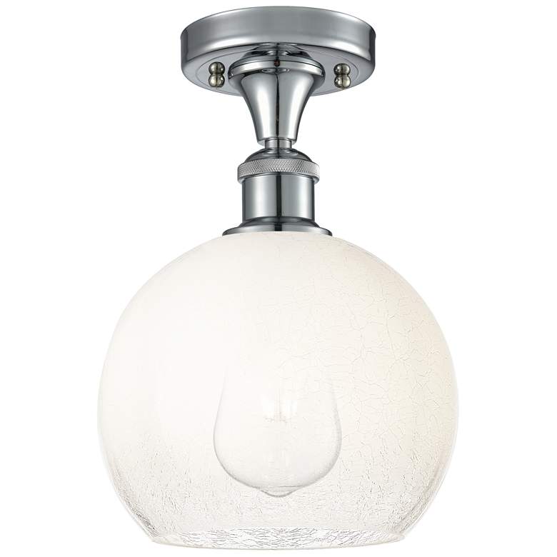 Image 1 Ballston Brookhaven Globe 8"W Chrome Semi.Flush Mount w/ Opal Shade