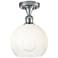 Ballston Brookhaven Globe 8"W Chrome Semi.Flush Mount w/ Opal Shade