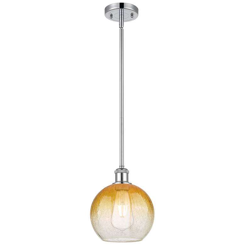 Image 1 Ballston Brookhaven Globe 8"W Chrome Stem Mini Pendant w/ Amber Shade