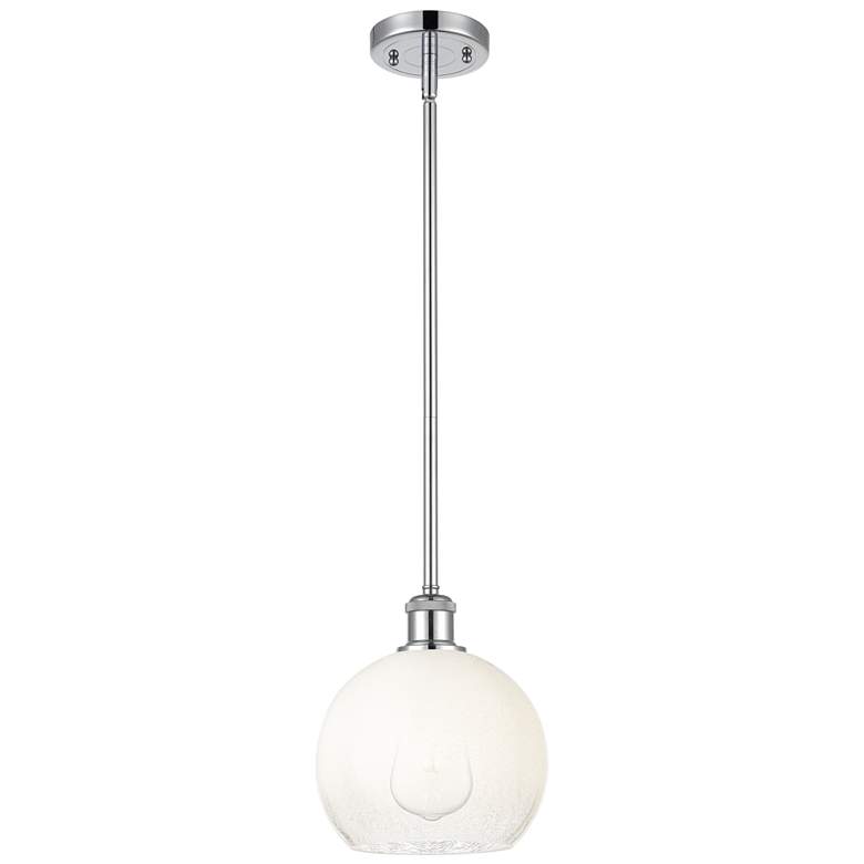 Image 1 Ballston Brookhaven Globe 8"W Chrome Stem Mini Pendant w/ Opal Shade